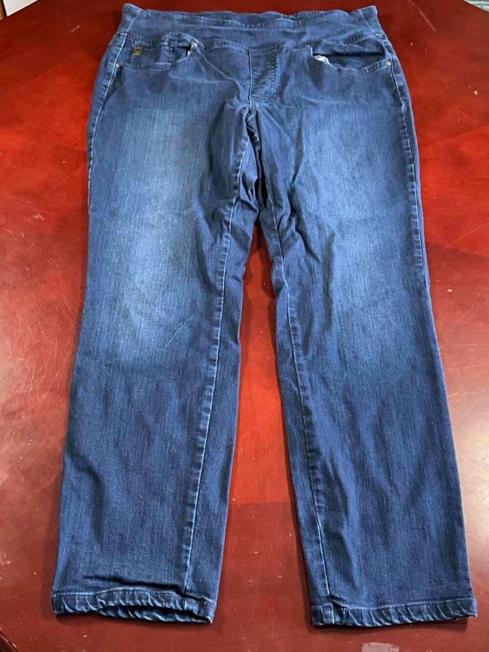 Womens Belle By Kim Gravel Dark Wash Straight Leg Pull-On Stretch Jeans (Sz 16) - Picture 2 of 8